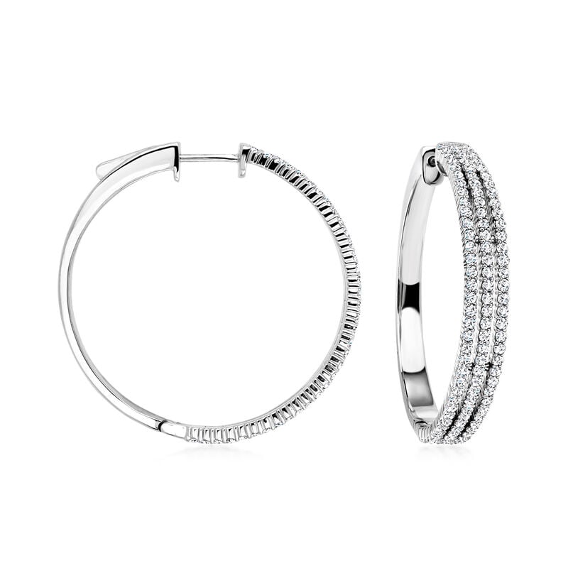 1.75 ct. t.w. Lab-Grown Diamond Three-Row Hoop Earrings in Sterling Silver. 1 1/4" image number 0