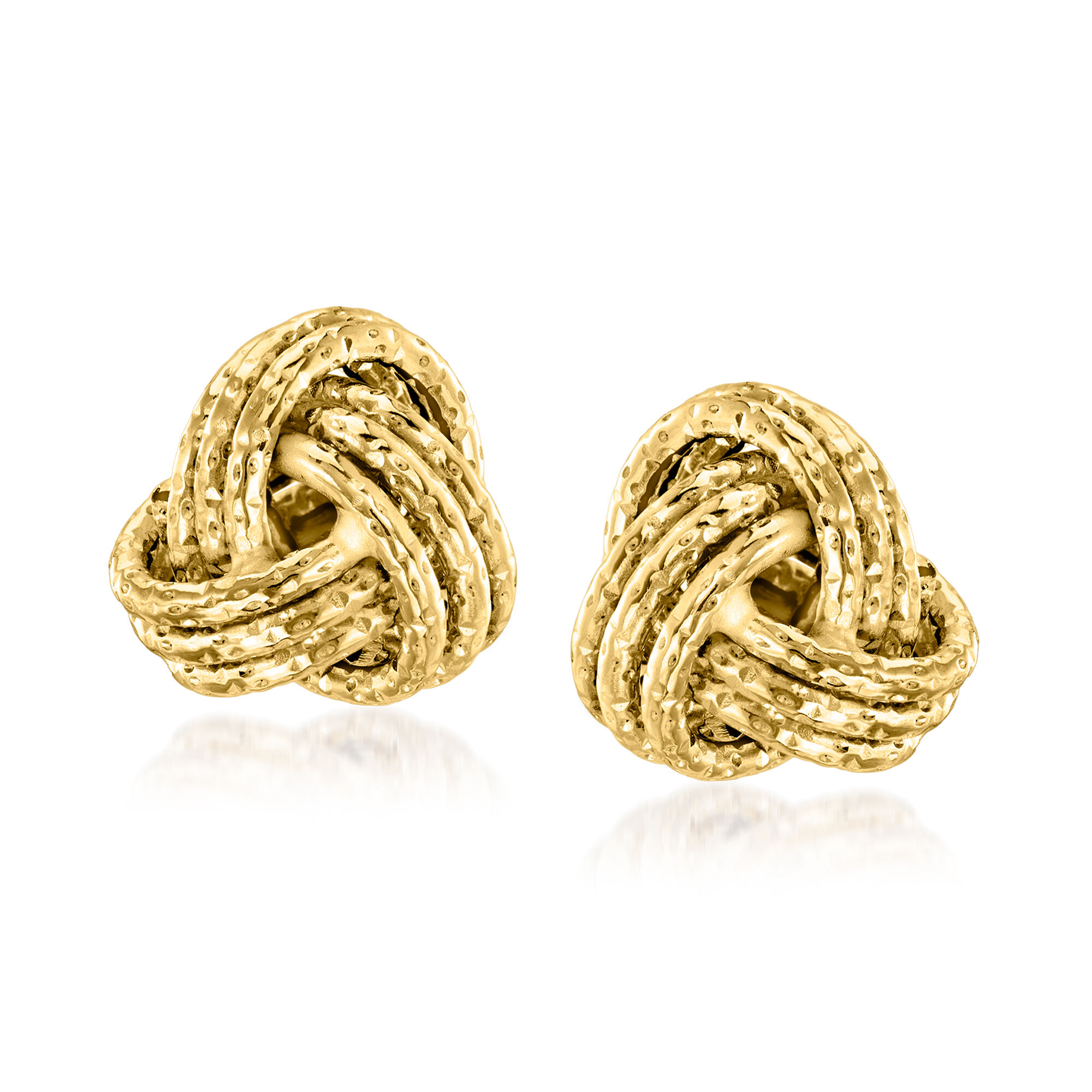Italian 14kt Yellow Gold Love Knot Jewelry Set Necklace and Stud Earrings