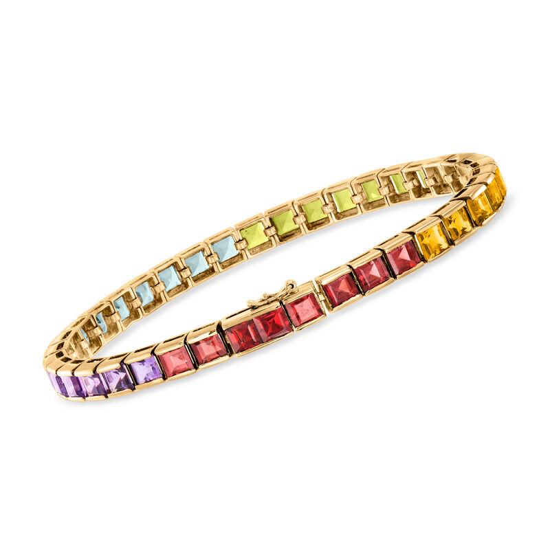C. 1980 Vintage 14.50 ct. t.w. Multi-Gemstone Bracelet in 14kt Yellow Gold image number 2