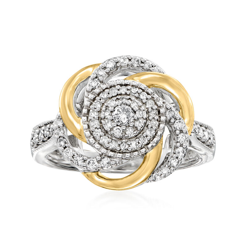 .50 ct. t.w. Diamond Cluster Knot Ring in Sterling Silver with 14kt Yellow Gold image number 0
