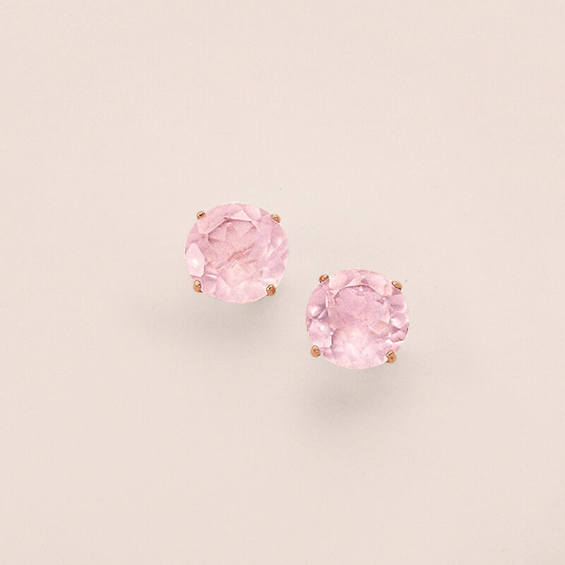 4.80 ct. t.w. Rose Quartz Stud Earrings in 14kt Rose Gold image number 2
