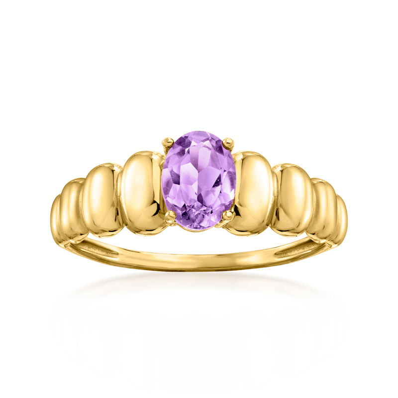 .70 Carat Amethyst Ribbed Ring in 14kt Yellow Gold image number 0