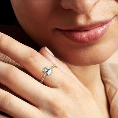 1.40 ct. t.w. Aquamarine Birthstone Ring in 18kt Gold Over Sterling