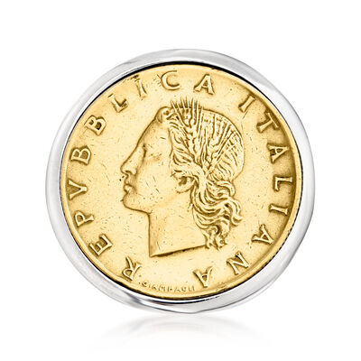 Italian Genuine 20-Lira Coin Ring in Sterling Silver