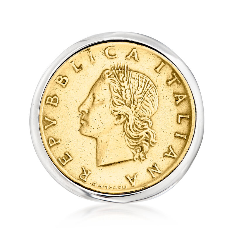 Italian Genuine 20-Lira Coin Ring in Sterling Silver image number 0