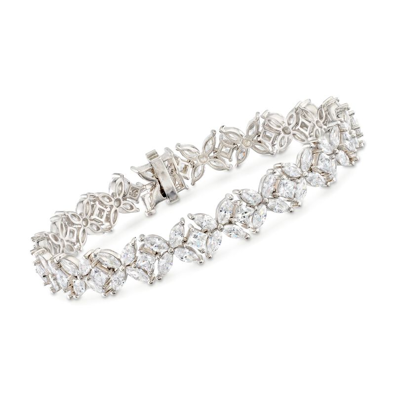 15.80 ct. t.w. CZ Floral Bracelet in Sterling Silver image number 0