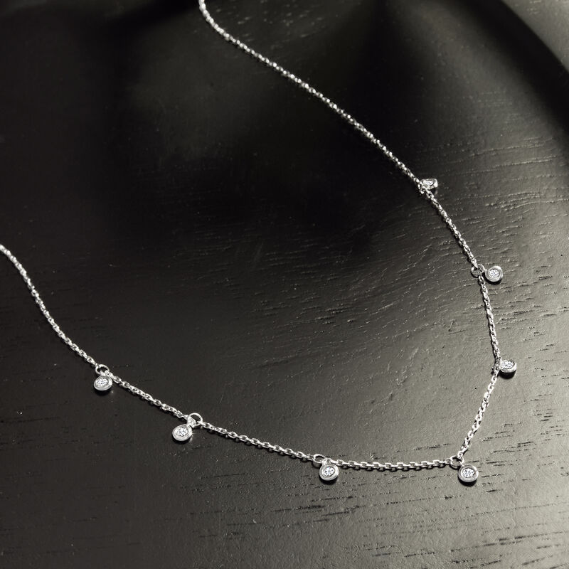 .25 ct. t.w. Bezel-Set Diamond Drop Station Necklace in Sterling Silver. 16&quot; image number 2