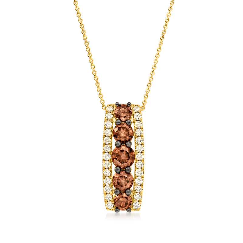Le Vian &quot;Creme Brulee&quot; 1.64 ct. t.w. Chocolate and Nude Diamond Pendant Necklace in 14kt Honey Gold. 18&quot; image number 1