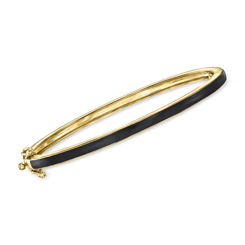 Black Enamel Bangle Bracelet in 18kt Gold Over Sterling image number 0