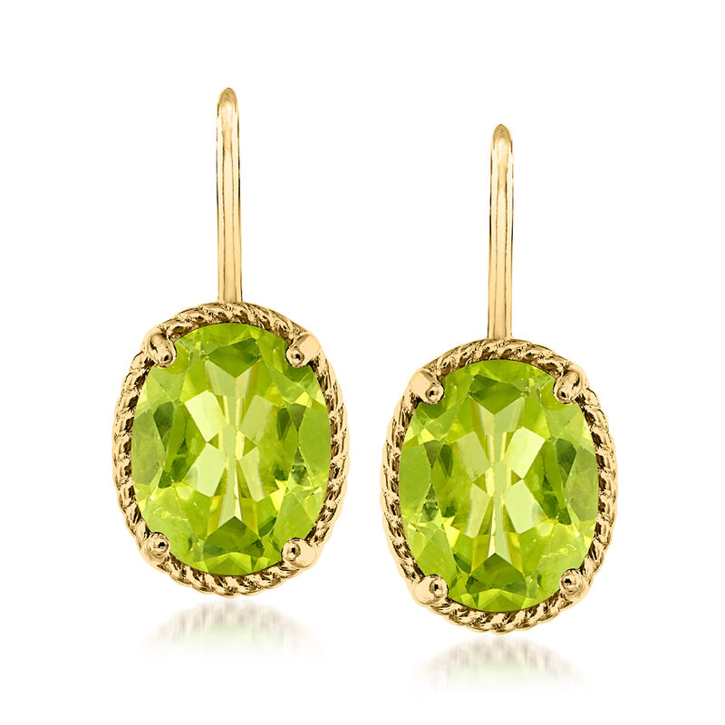 3.60 ct. t.w. Peridot Drop Earrings in 18kt Gold Over Sterling  image number 0