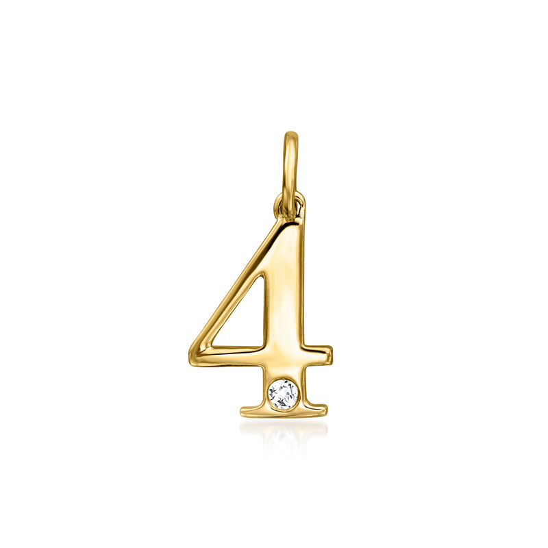 4 - 14kt Yellow Gold Number Charm with Single Diamond image number 0