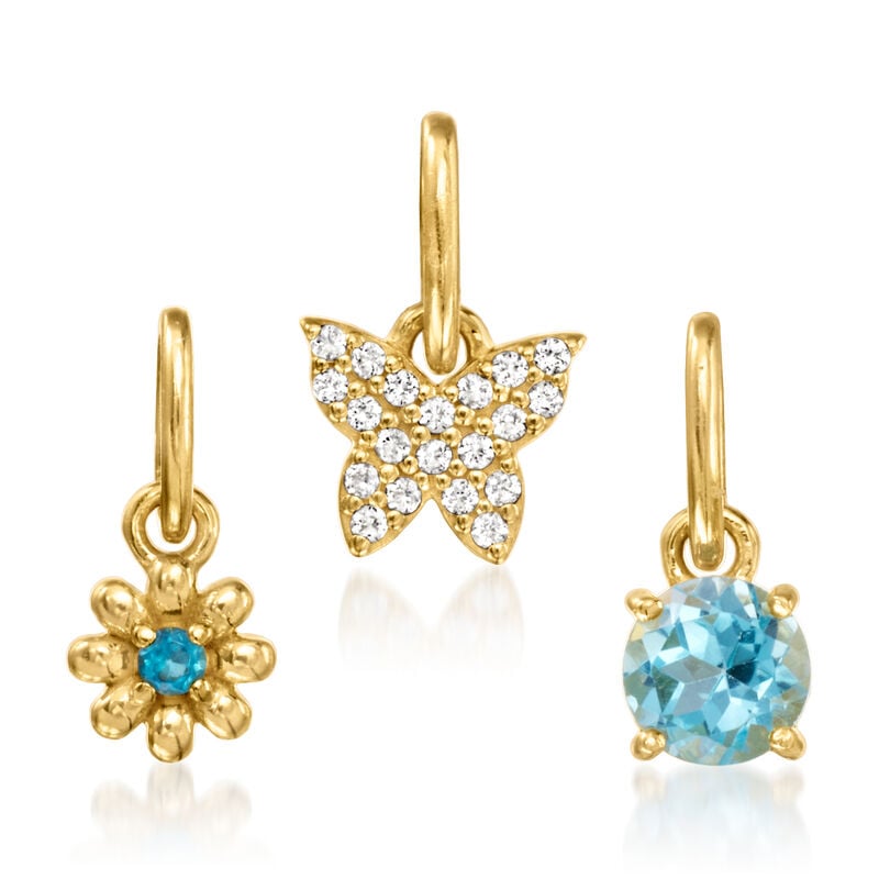 .85 ct. t.w. Multi-Gemstone Jewelry Set: Three Pendants in 18kt Gold Over Sterling image number 0