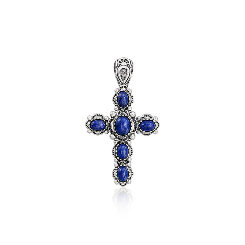 Lapis Cross Pendant in Sterling Silver image number 1