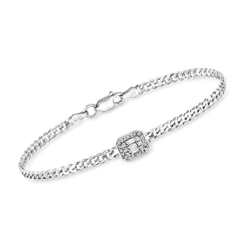 .25 ct. t.w. Diamond Cluster Curb-Link Bracelet in Sterling Silver image number 0