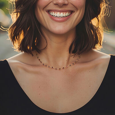 12.00 ct. t.w. Bezel-Set Garnet Necklace in 18kt Gold Over Sterling