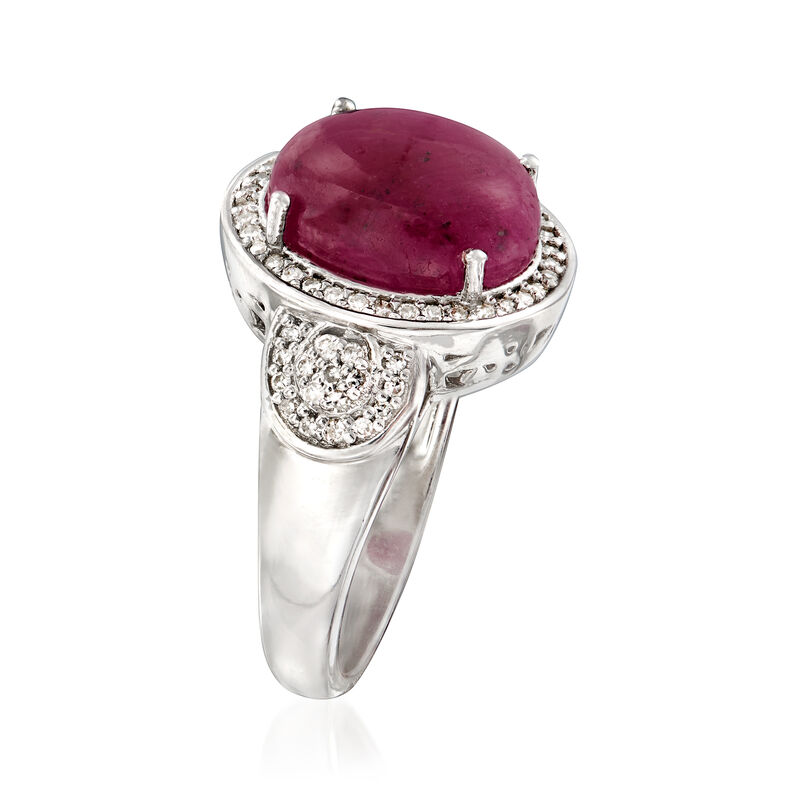 7.00 Carat Ruby and .36 ct. t.w. Diamond Ring in Sterling Silver image number 2