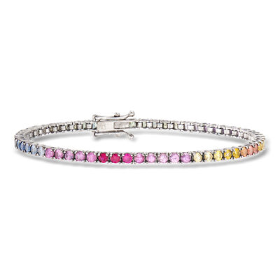 C. 2000 Vintage 5.00 ct. t.w. Multicolored Sapphire Tennis Bracelet in 18kt White Gold
