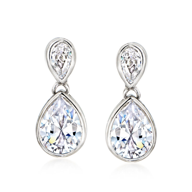 3.70 ct. t.w. CZ Jewelry Set: Drop Earrings and Pendant Necklace in Sterling Silver. 16&quot; image number 3