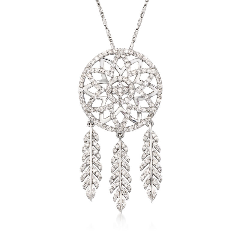 1.00 ct. t.w. Diamond Dreamcatcher Necklace in 14kt White Gold image number 0