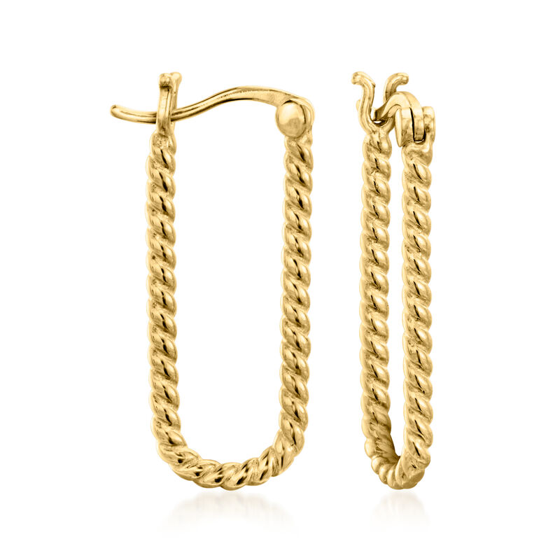 18kt Gold Over Sterling Paper Clip Link Hoop Earrings with Removable 8x11mm Cultured Pearl Drops  image number 2