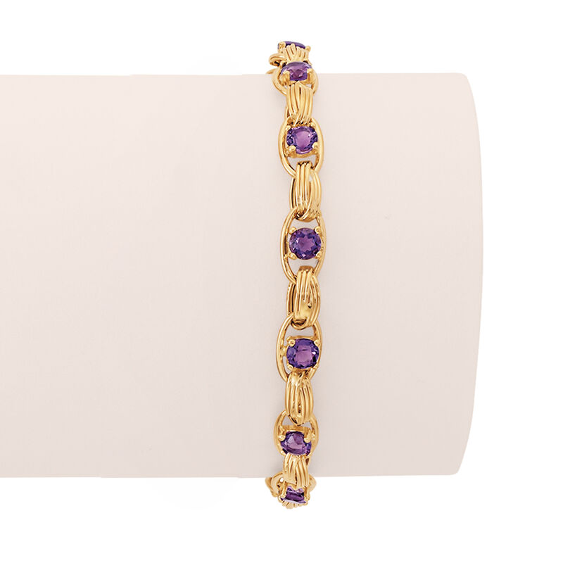 3.00 ct. t.w. Amethyst Oval-Link Bracelet in 14kt Yellow Gold image number 2