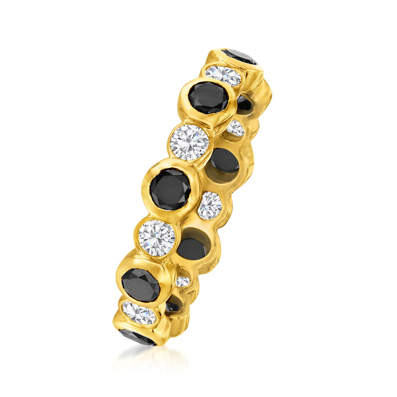 2.00 ct. t.w. Black and White Diamond Eternity Band in 14kt Yellow Gold image number 2