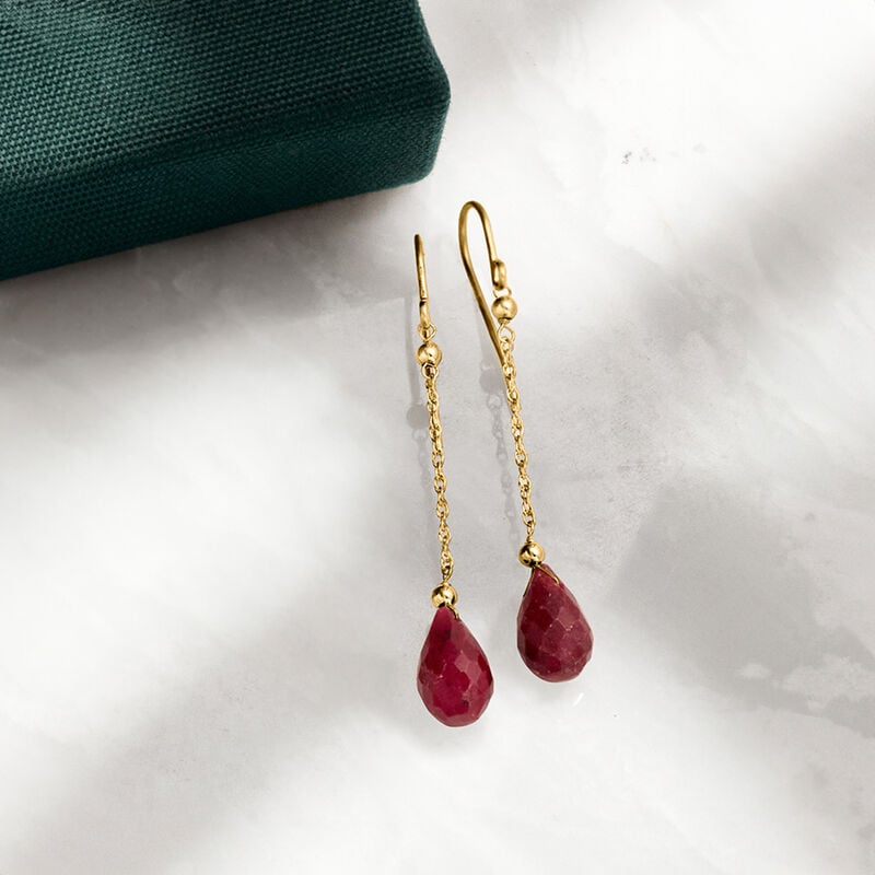 9.00 ct. t.w. Ruby Teardrop Earrings in 10kt Yellow Gold  image number 2