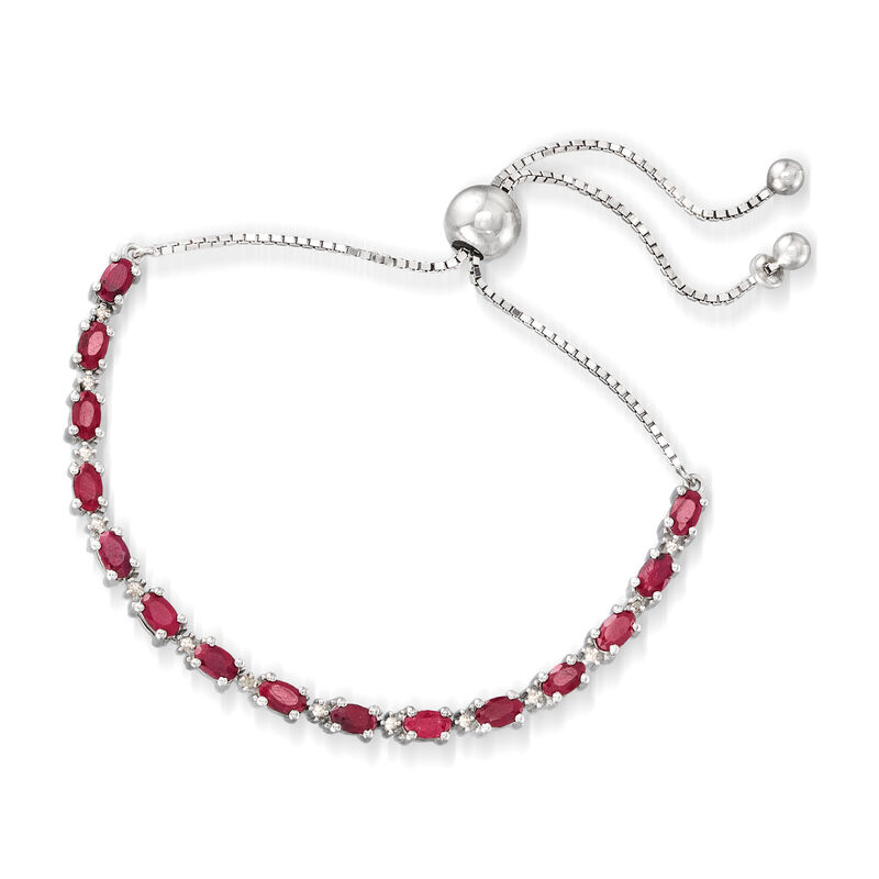 4.50 ct. t.w. Ruby Bolo Bracelet with Diamonds in Sterling Silver image number 2