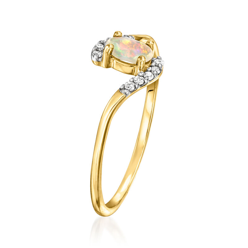 Opal Swirl Ring with Diamonds in 14kt Yellow Gold image number 2