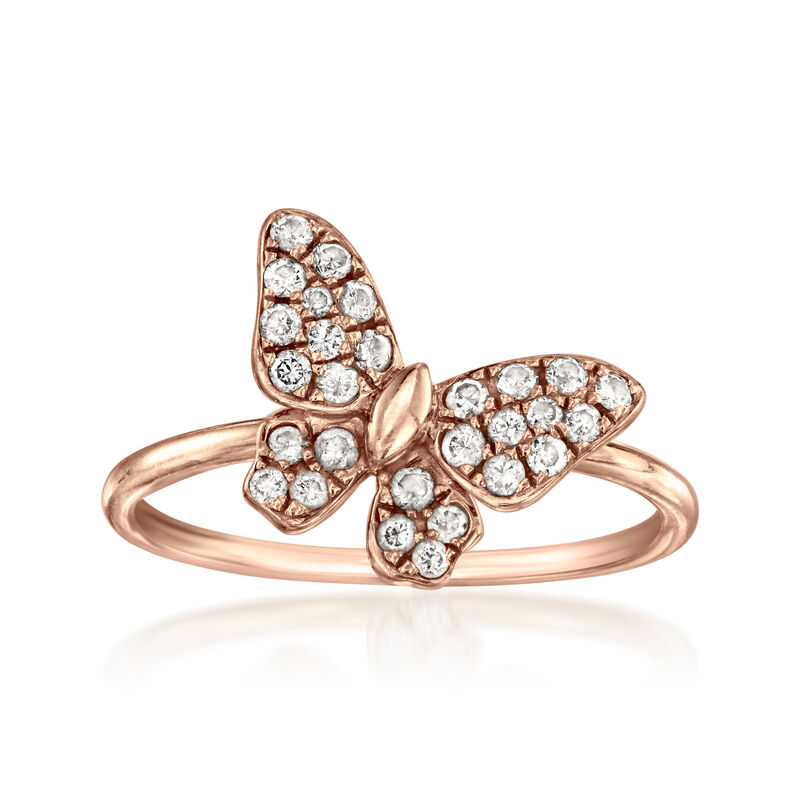 C. 1990 Vintage 1.20 ct. t.w. Diamond Jewelry Set: Three Butterfly Rings in 18kt Tri-Colored Gold. Size 6 image number 4