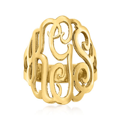 24kt Gold Over Sterling Personalized Monogram Ring