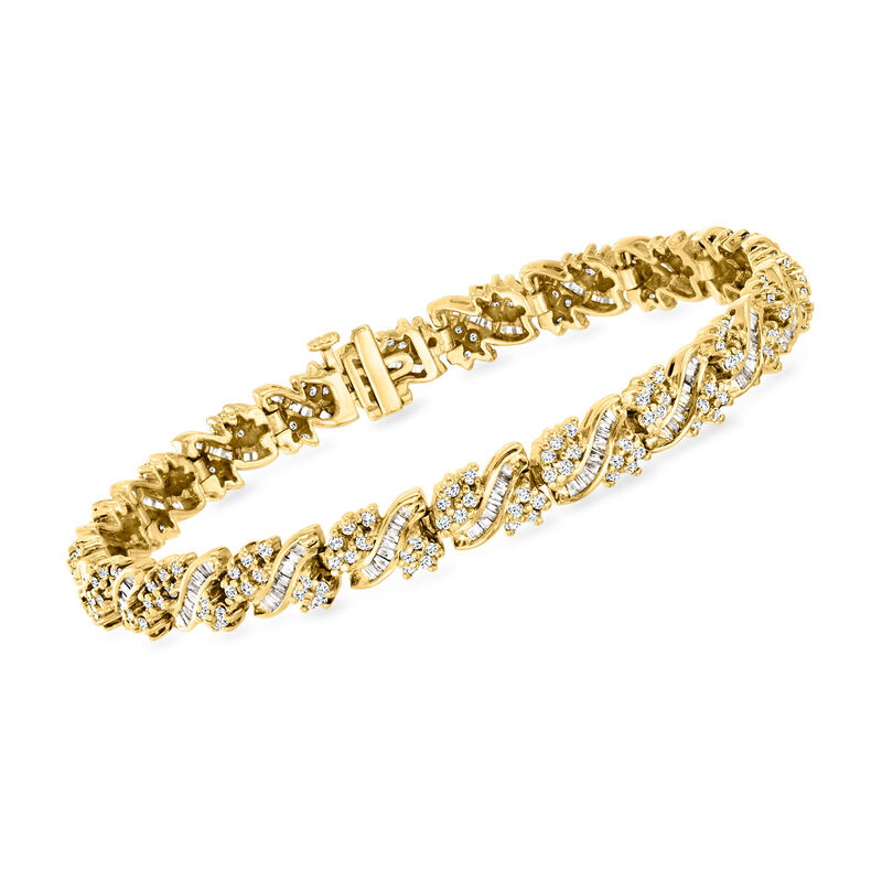 C. 1990 Vintage 4.50 ct. t.w. Diamond Link Bracelet in 14kt Yellow Gold. 7.5&quot; image number 0