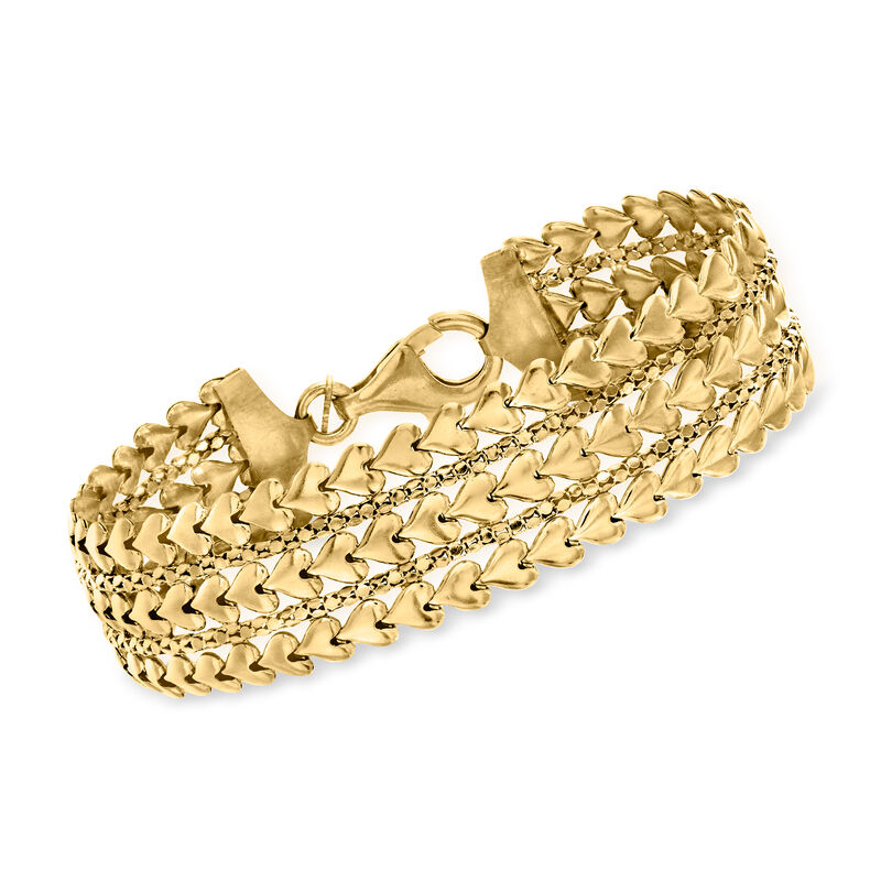 Italian 18kt Gold Over Sterling Multi-Row Heart Bracelet image number 0