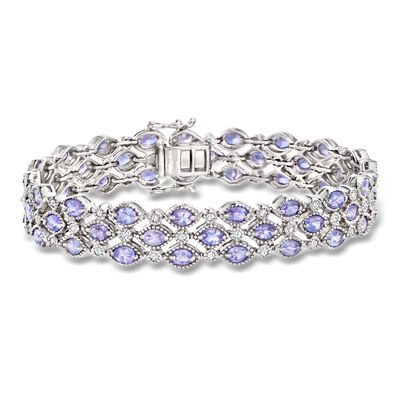 10.00 ct. t.w. Tanzanite Bracelet with .90 ct. t.w. White Zircon in Sterling Silver
