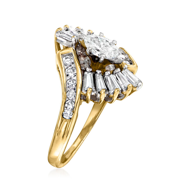 C. 1980 Vintage 1.15 ct. t.w. Diamond Ring in 14kt Yellow Gold image number 2