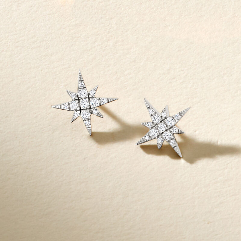 .15 ct. t.w. Diamond Star Stud Earrings in Sterling Silver image number 2