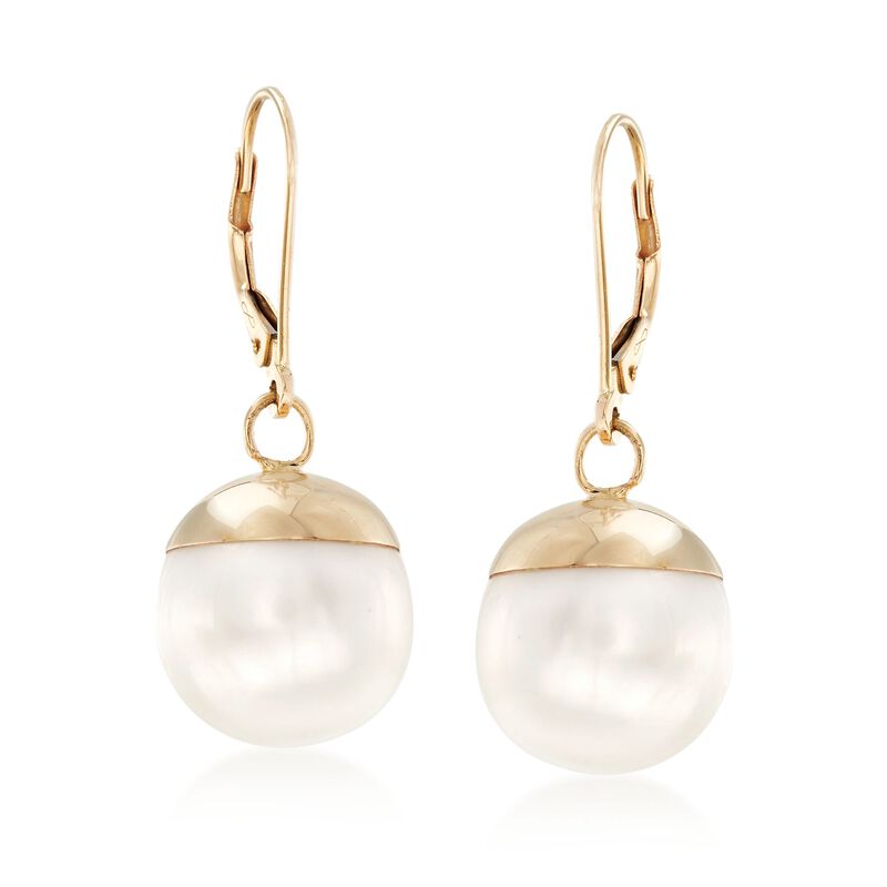 12-13mm Cultured Pearl Drop Earrings in 14kt Yellow Gold image number 0