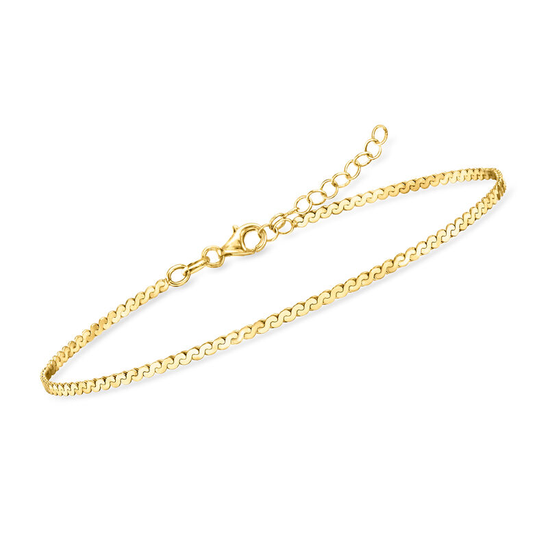 Italian 18kt Gold Vermeil Serpentine-Link Anklet. 9&quot; image number 2