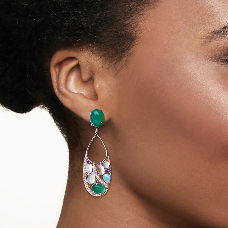 2.90 ct. t.w. Multi-Gemstone Removable Drop Earrings in Sterling Silver  image number 1
