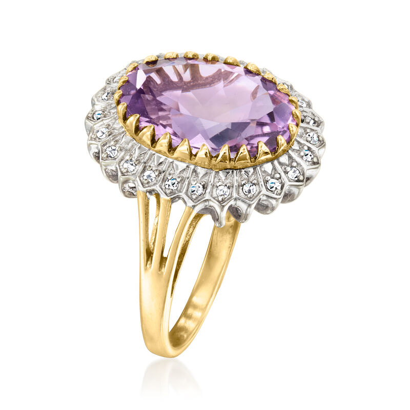 C. 2020 Vintage 5.50 Carat Amethyst Ring with .20 ct. t.w. Diamonds in 14kt Yellow Gold. Size 7 image number 2