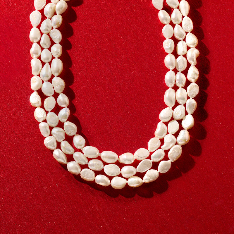 10-11mm Cultured Baroque Pearl Long Endless Necklace image number 3