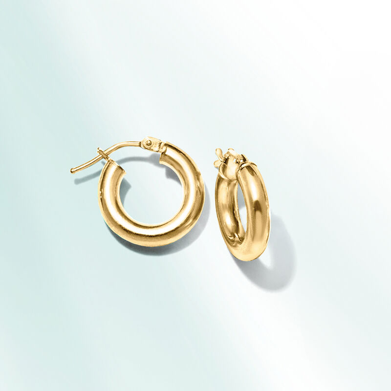 Italian 10kt Yellow Gold Huggie Hoop Earrings. 1/2&quot; image number 5
