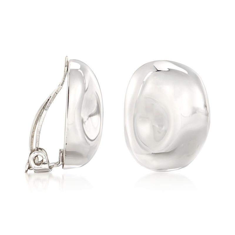Zina Sterling Silver &quot;Touchstone&quot; Oval Thumbprint Clip-On Earrings  image number 2