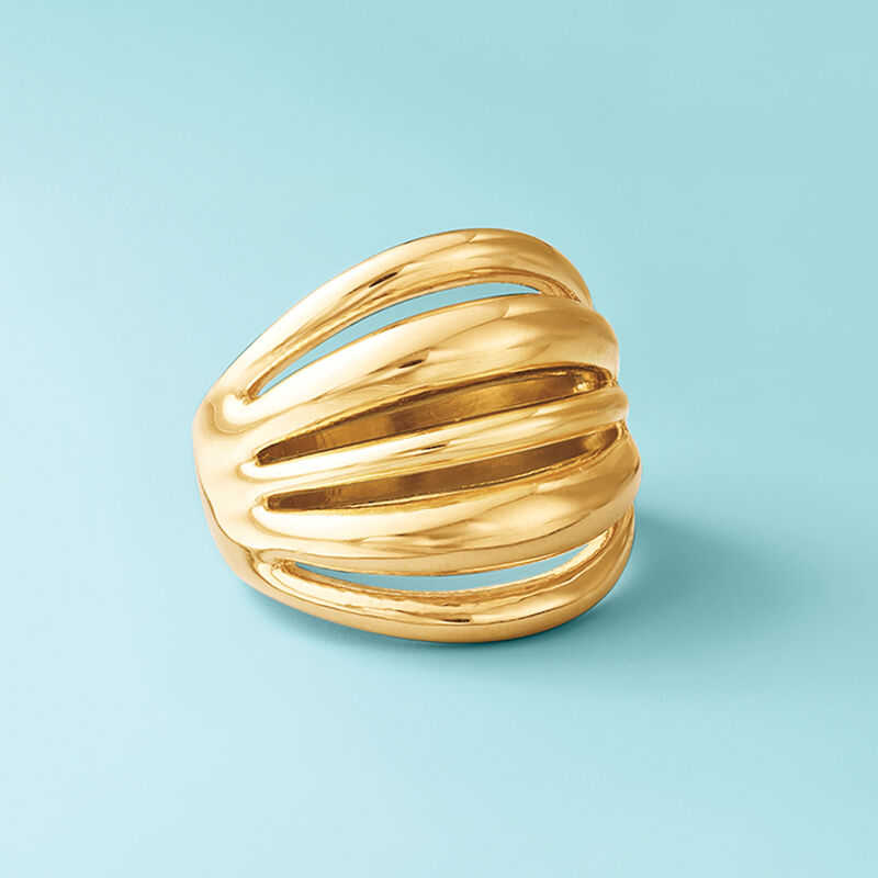 Italian Andiamo 14kt Yellow Gold Multi-Row Open-Space Ring. Size 6 image number 4