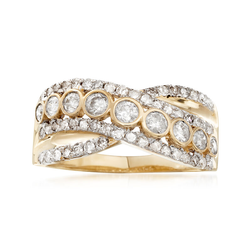 1.00 ct. t.w. Bezel-Set Diamond Sash Ring in 14kt Yellow Gold image number 0