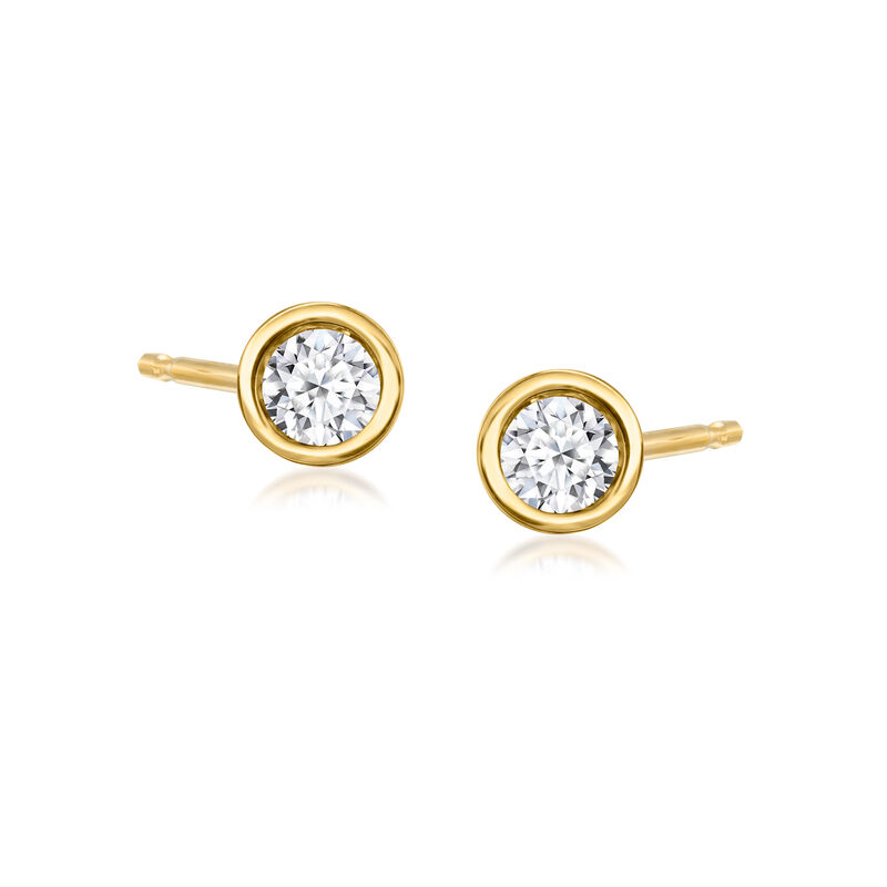 .10 ct. t.w. Bezel-Set Lab-Grown Diamond Stud Earrings in 18kt Gold Over Sterling  image number 0