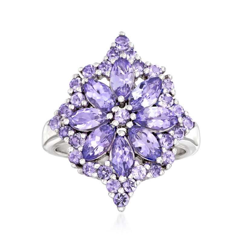 2.70 ct. t.w. Tanzanite Flower Burst Ring in Sterling Silver image number 0