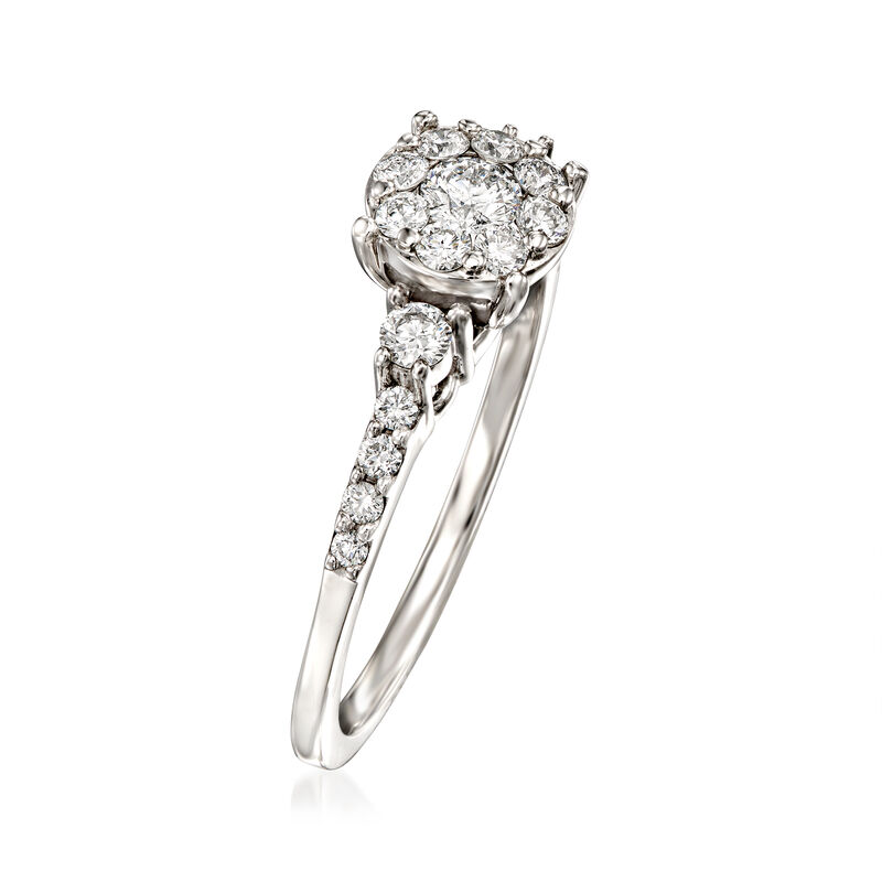 C. 2000 Vintage .50 ct. t.w. Diamond Cluster Ring in 14kt White Gold image number 2