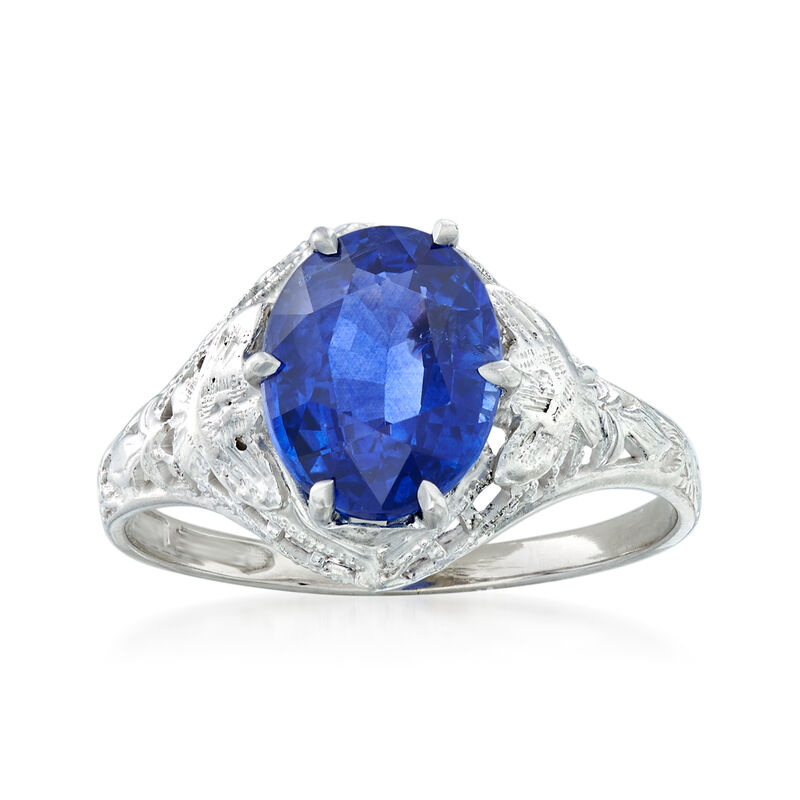 C. 1990 Vintage 2.15 Carat Sapphire Ring in 14kt White Gold image number 0