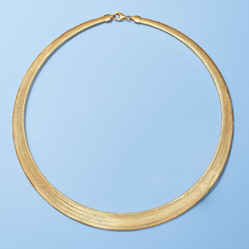 Italian 18kt Yellow Gold Lightweight Mesh Collar Necklace image number 3